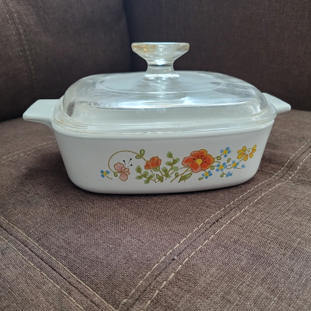 Floral Glass Lid Casserole Dish